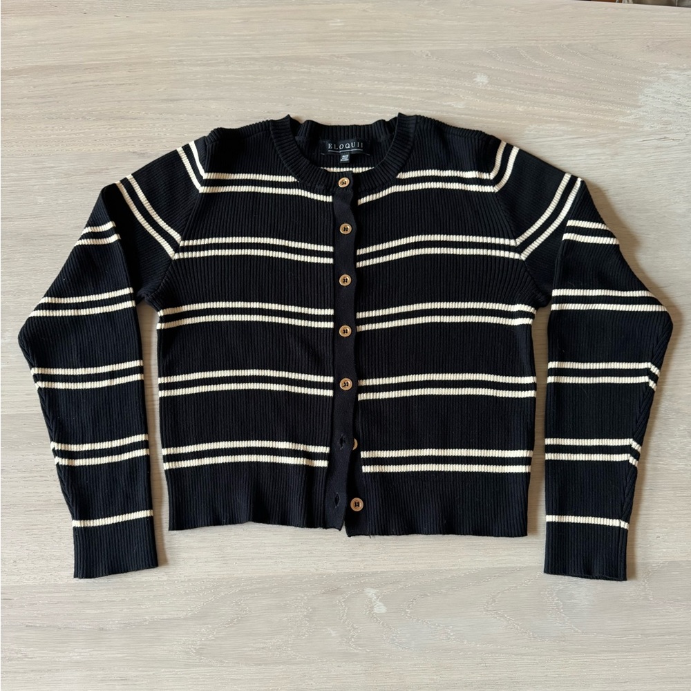 Cropped striped cardigan